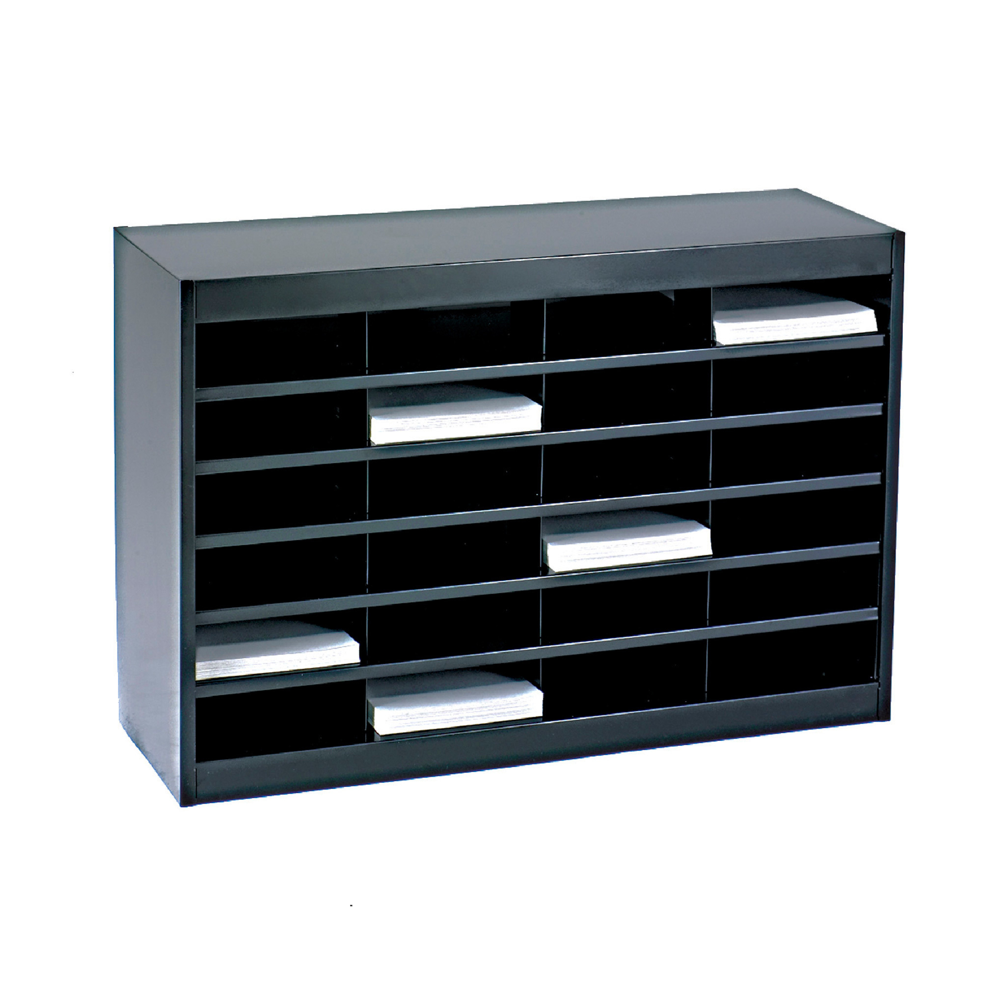 Safco E-Z Stor Literature Organizer, Black, 12 3/4in.L x 37 1/2in.W x 25 3/4in.H, Model# 9211BLR